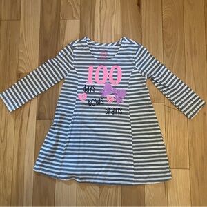 Faded Glory Gray and White Striped Dress with Pink Accents